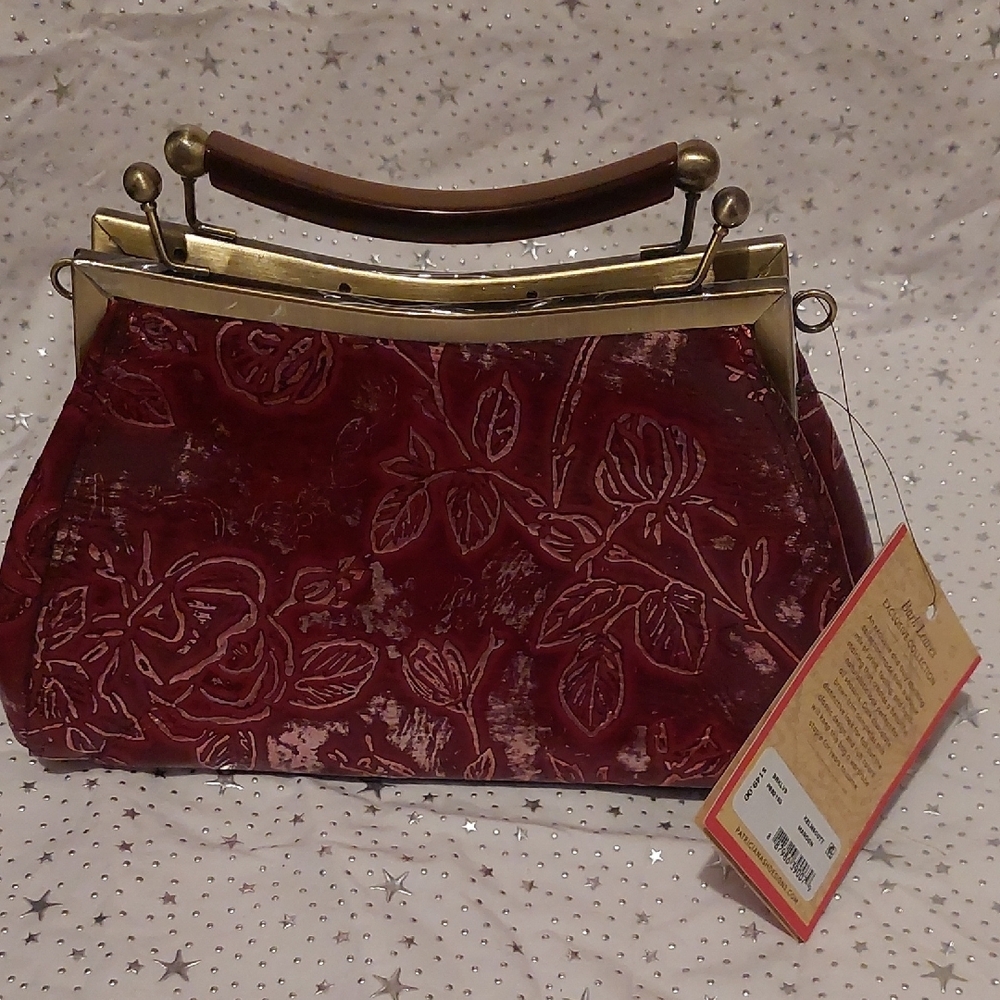 Patricia Nash Red Shoulder Bag with Floral Embossed Design - Picture 2 of 9